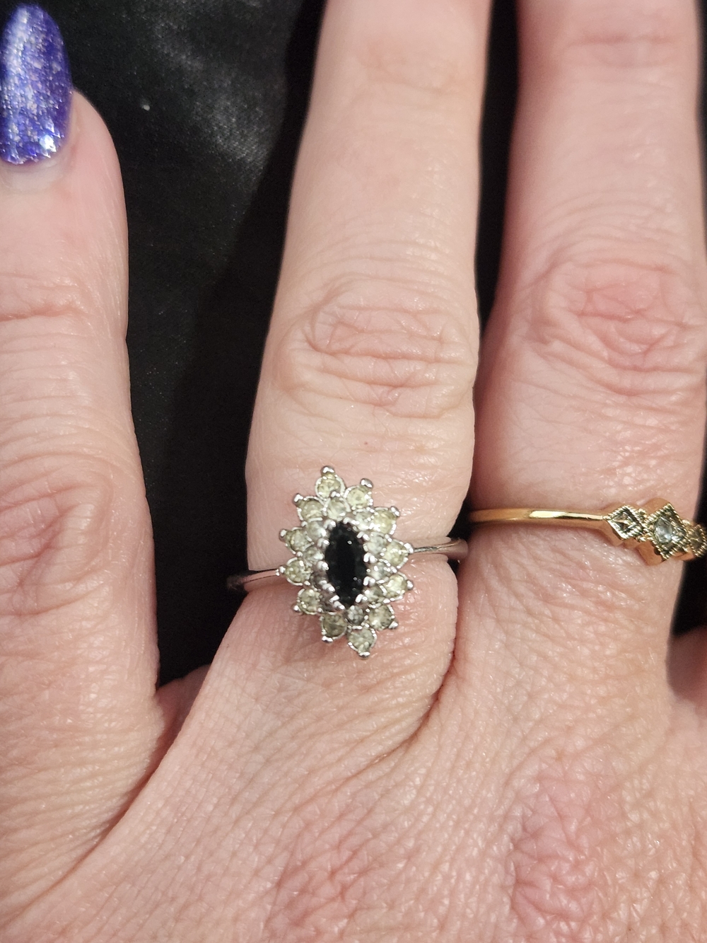 18kt HGE Black Marquise Halo Ring - Women Jewelry